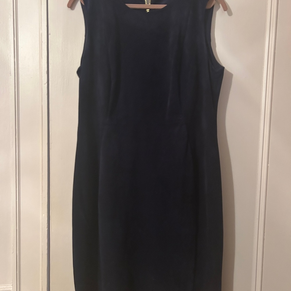 Calvin Klein Midnight Blue Midi Suede Dress